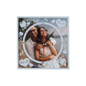 Ceas sticla personalizat foto sau logo LOVE 20x20