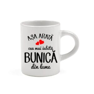 Cana alba personalizata, model Cea mai iubita Bunica, 330 ml