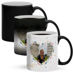 Cana termosensibila negru mat + cutie individuala  330ml personalizata foto