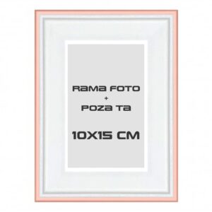 Rama foto Barcelona alb+auriu rose 10 x 15 cm