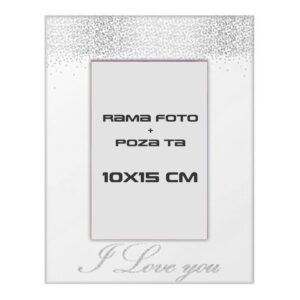 Rama foto sticla oglinda I Love You 10 x 15 cm